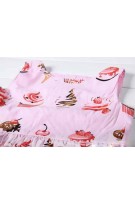 Cute Cake Print Short Sleeves Dress - Pink