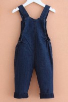Bear Print Baby Denim Jumpsuit - Blue