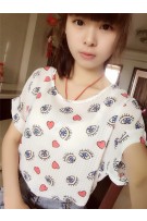 Eyes and Hearts Print Ladies Top - White