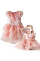 Cute Flower Little Princess Dress - Peach